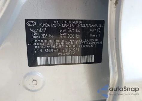 2018 Hyundai Elantra Se из США, поврежденный, VIN 5NPD74LF9JH262284